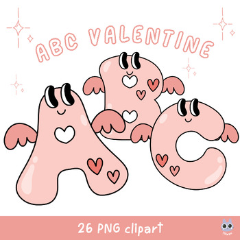 Love Digital Letters Alphabet & Numbers Valentine's Digital Alphabet PNG  February Printable Stickers Alphabet Clip Art Valentine Characters 