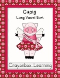 Valentine Cupig Long Vowel Sort Learning Center - Freebie