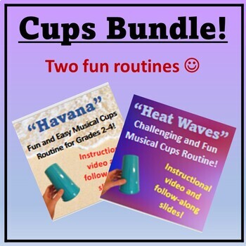 Preview of Cups Music Bundle | 2 Lessons Videos and Slides | Great for Subs | Grades 2-6