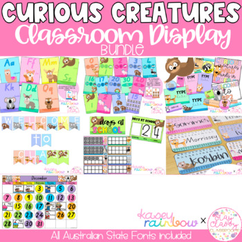 Preview of Curious Creatures Classroom Decor BUNDLE | All Australian State Fonts