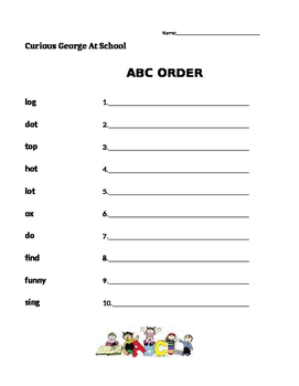 Preview of Curious George At School - ABC order - Journeys 1st Grade