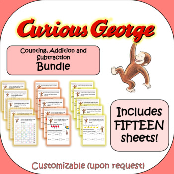 Preview of Curious George Math Beginners Bundle (15 sheets)