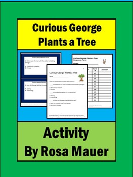 Preview of Curious George Plants a Tree Task Cards & Worksheet Comprehension Questions