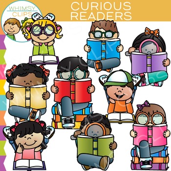 Preview of Curious Kids Reading Clip Art
