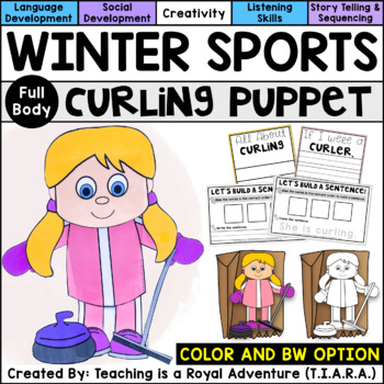 Preview of Curling Craft | Winter Sports Paper Bag Puppet Template and Writing Activity