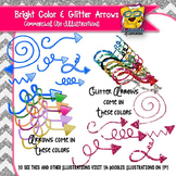 Curly Arrows Glitter and Bright Colors Clip Art
