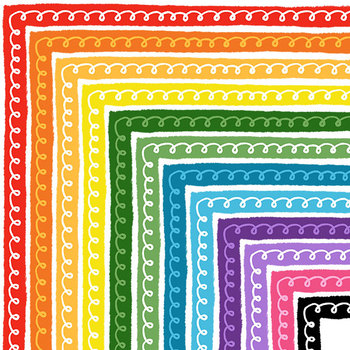 Preview of Curly Border Clipart, Bright and Colorful Clipart Rainbow Doodle Borders PNG