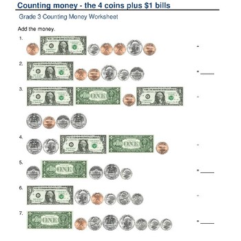 Currency Calculators: Grade 3 Money Counting Worksheets by WonderTech World