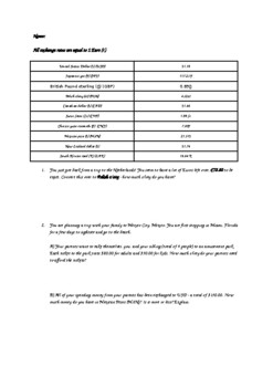 Preview of Currency Rates Worksheet