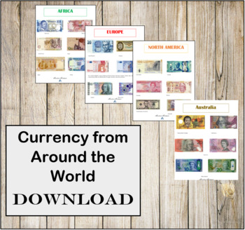 Preview of Currency from Around the World- Instant Download- Montessori