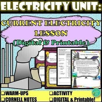Preview of Current Electricity Digital Lesson- Notes Activity and Google Slides