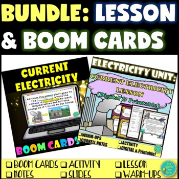 Preview of Current Electricity Lesson and Boom Cards Bundle | Physical Science Notebook