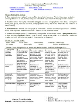 current event assignment answer key