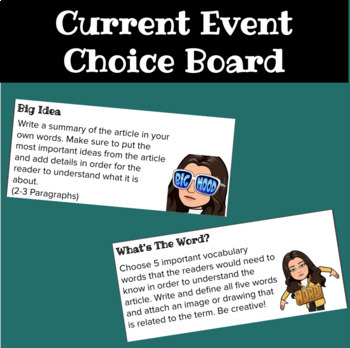 Preview of Current Event Choice Board