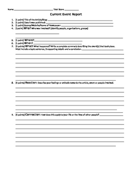 current event assignment high school pdf