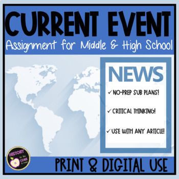 Preview of Current Event Templates & Assignment for Middle & High School