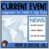 Current Event Templates & Assignment for Middle & High School