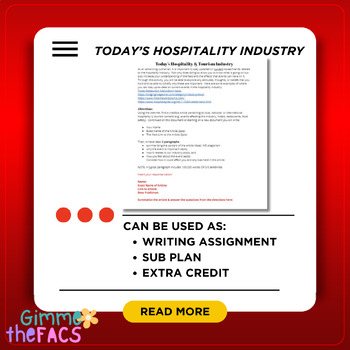 Preview of Current Event Writing Assignment | FCS, FACS, Sub Plan Hospitality, Extra Credit