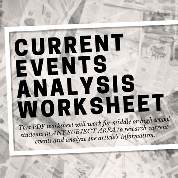 Preview of Current Events Article Analysis Worksheet - PDF