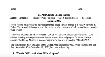 Preview of Current Events: COP28: Climate Change Summit