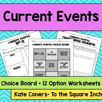 Current Events Choice Board by To the Square Inch- Kate Bing Coners