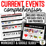Current Events Comprehension Worksheet & Google Slides