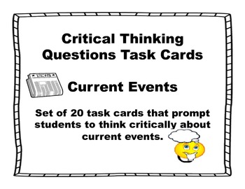Preview of Current Events Critical Thinking Task Cards-Set 20