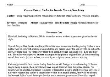 Preview of Current Events: Curfew for Teens in Newark, New Jersey 2024