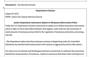 Preview of Current Events DBQ - Medical Marijuana & The Three Branches of Government