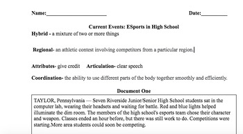 Preview of Current Events: ESports in High School