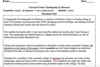 Preview of Current Events: Earthquake in Morocco