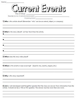 Current Events Handout Pack! by MrWatts | Teachers Pay Teachers