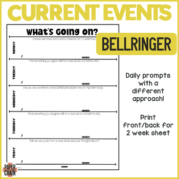 Current Events/Informational Text Bellringer by Paper Chain Company