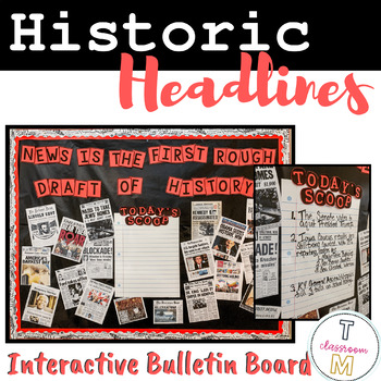 Preview of Current Events Interactive Bulletin Board with Historic Headlines