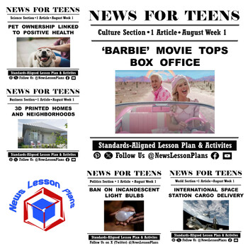 Preview of Current Events News Articles_Middle and High School_Sub Plans_August Week 1_2023