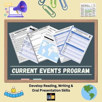 Preview of Current Events, News Education, Reading, Writing, Oral Presentation skills, PPT