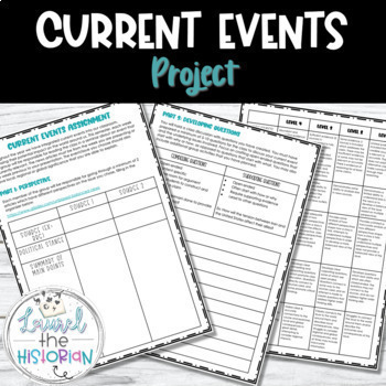 Preview of Current Events Project + Information Literacy  *Editable* 