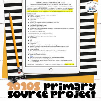 Preview of Current Events Project Project Based Learning - Create a 2020s Primary Source