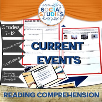 Preview of Current Events Reading Comprehension Worksheet | Use With Any Article