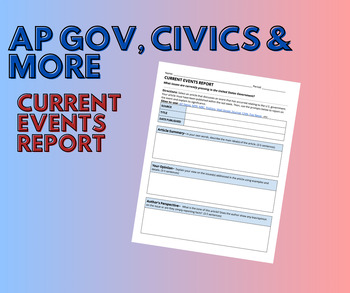 Preview of Current Events Report - AP Gov, Civics & more!
