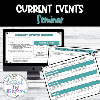 Preview of Current Events Seminar Inquiry-based PBL *Editable*