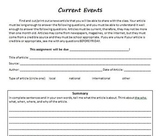 Current Events Social Studies Easy Templates Copy and Go!