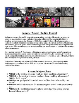 Preview of Current Events Social Studies Project-Rubric Included!