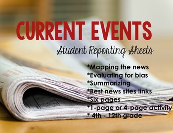Preview of Current Events Student Reporting Sheets