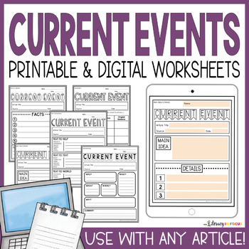 Preview of Current Events Templates | Worksheets | Assignments | Activities