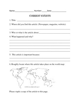 Preview of Current Events Worksheet