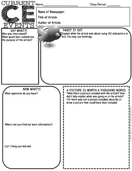 Current Events Worksheet by History Gal | Teachers Pay Teachers