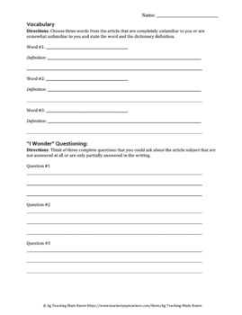 Current Events Worksheet by Ag Teaching Made Easier | TpT