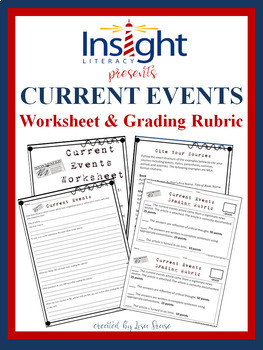 Preview of Current Events Worksheet & Grading Rubric