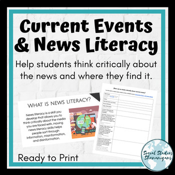 Preview of News Literacy Introduction & Current Events Lesson PRINT